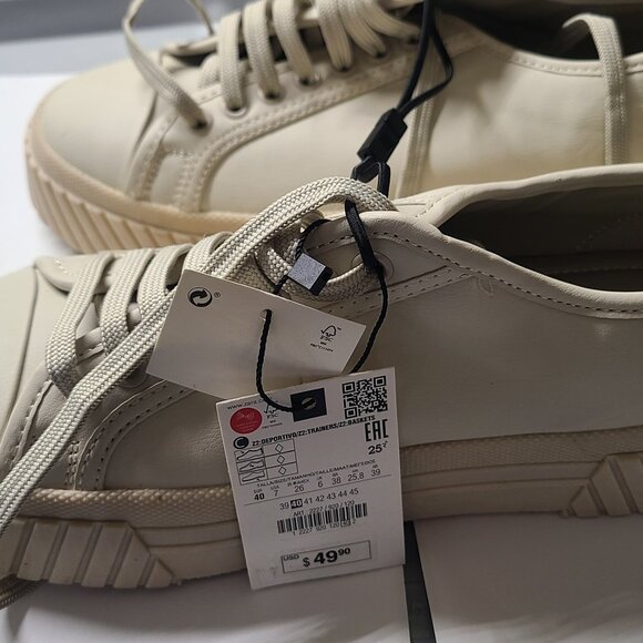 ZARA MEN'S Bone white cream SHOES SIZE 25.8cm USA 7 2227/920/120 - Picture 1 of 6